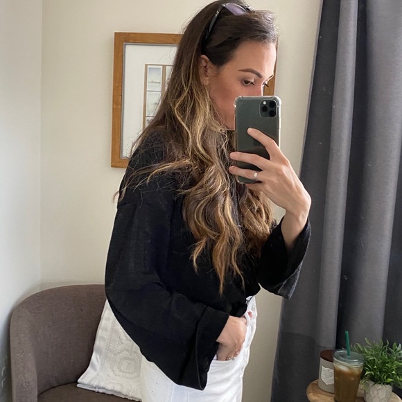 SALE! Cozy Black Mock Knit Lightweight Sweater - Picture 3 of 7